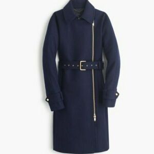 ❄J.Crew Melton Wool Belted Trech Coat, Sz 10
